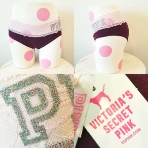 Victoria's Secret PINK Vintage Extra Low Rise Hipster Panty Floral Glitter NWT